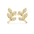 Moissanite Leaf Branch Stud Earrings – 925 Sterling Silver, 18K Gold Vermeil