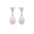 Pear Moissanite Double-Teardrop Halo Drop Earrings – 925 Sterling Silver, 18K Gold Vermeil