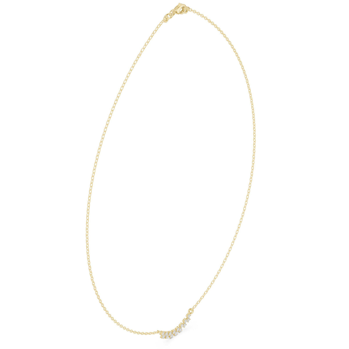 Moissanite Curved Cluster Bar Necklace – 925 Sterling Silver, 18K Gold Vermeil