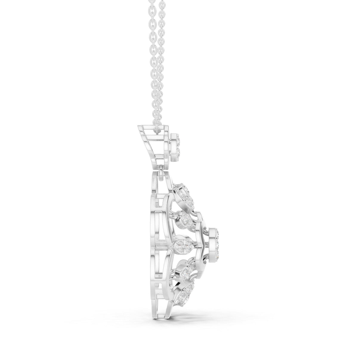18K Gold Vermeil Floral Moissanite Pendant | 925 Silver Flower Necklace