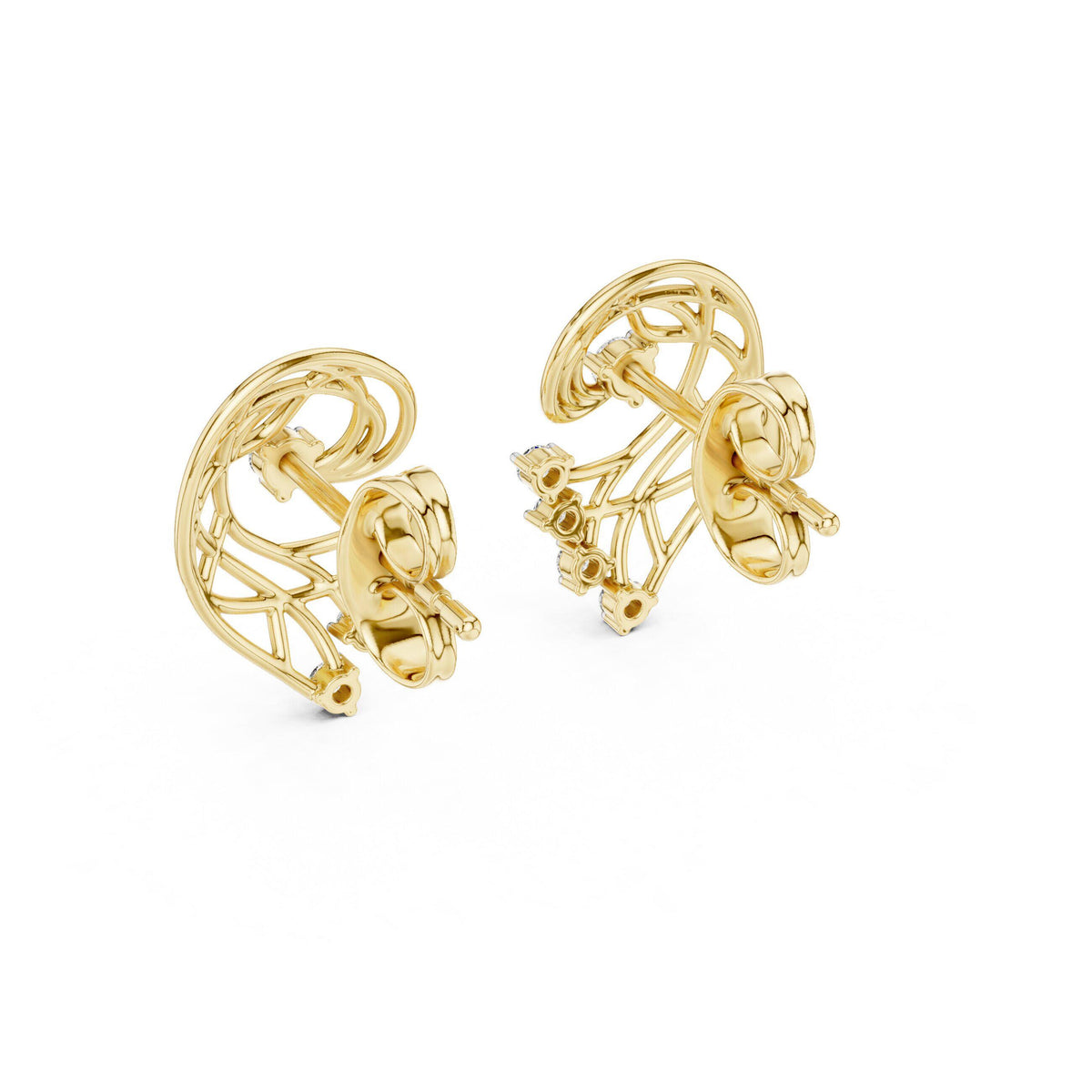 Moissanite Lattice Paisley Stud Earrings – 925 Sterling Silver, 18K Gold Vermeil