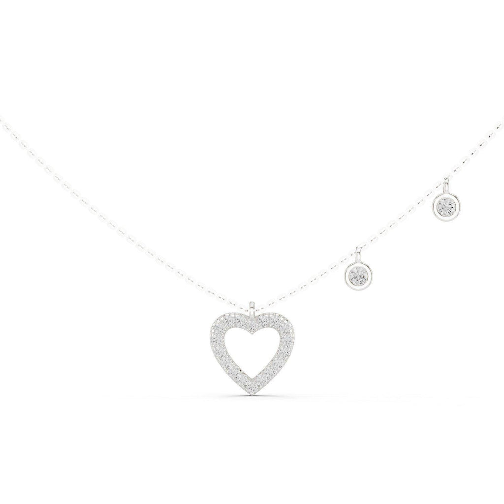 Heart Moissanite Pendant Necklace with Round Charms – 925 Sterling Silver, 18K Gold Vermeil