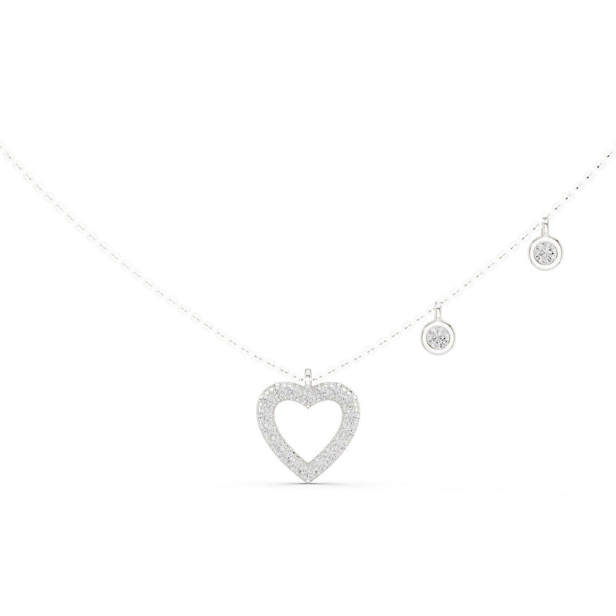 Heart Moissanite Pendant Necklace with Round Charms – 925 Sterling Silver, 18K Gold Vermeil