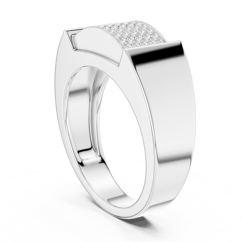Men's Pavé Moissanite Signet Ring – 925 Sterling Silver, 18K Gold Vermeil