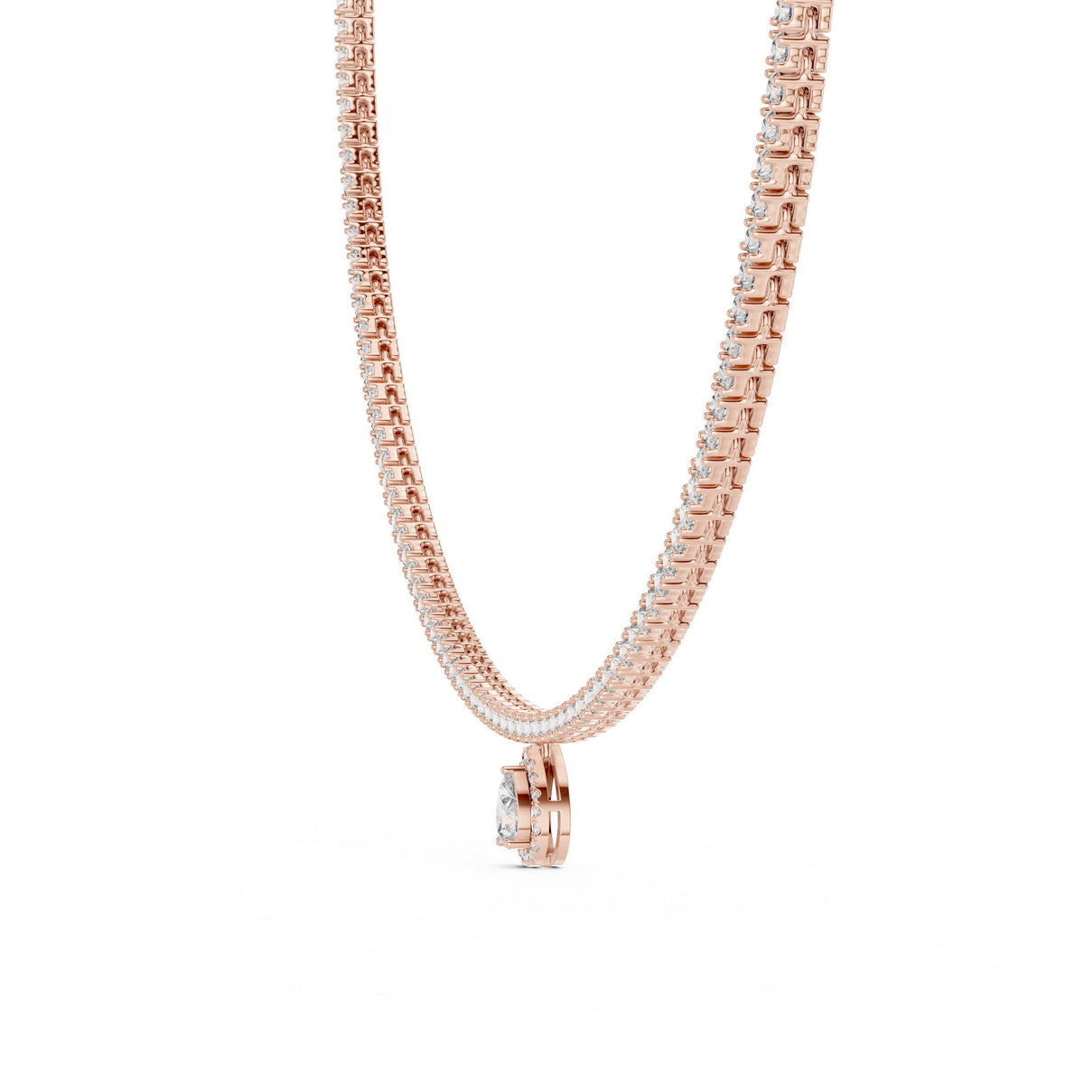 Pear Moissanite Drop Tennis Necklace – 925 Sterling Silver, 18K Gold Vermeil