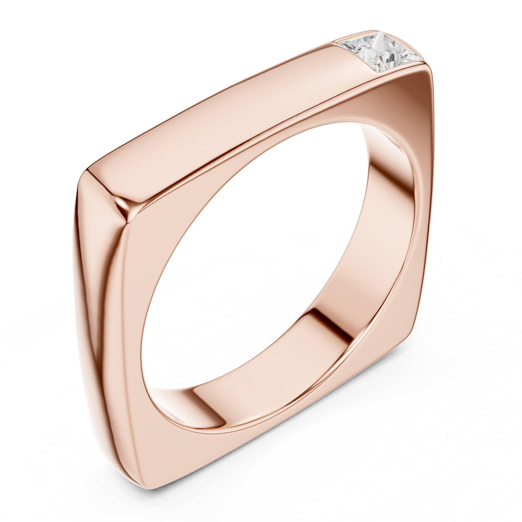Men's Square-Profile Moissanite Ring with Princess-Cut Accent – 925 Sterling Silver, 18K Gold Vermeil