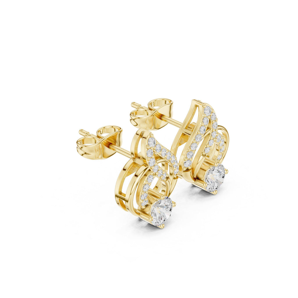Pear Moissanite Swirl Stud Earrings – 925 Sterling Silver, 18K Gold Vermeil
