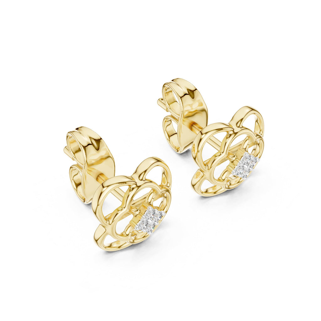 Moissanite Interlocking Loop Stud Earrings – 925 Sterling Silver, 18K Gold Vermeil