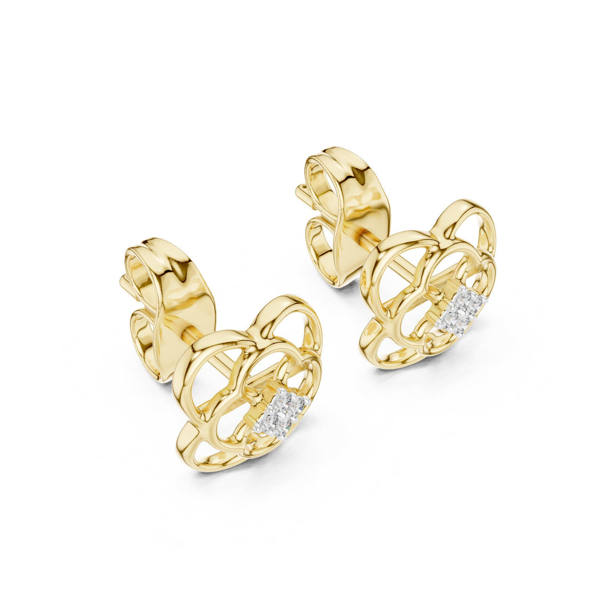 Moissanite Interlocking Loop Stud Earrings – 925 Sterling Silver, 18K Gold Vermeil
