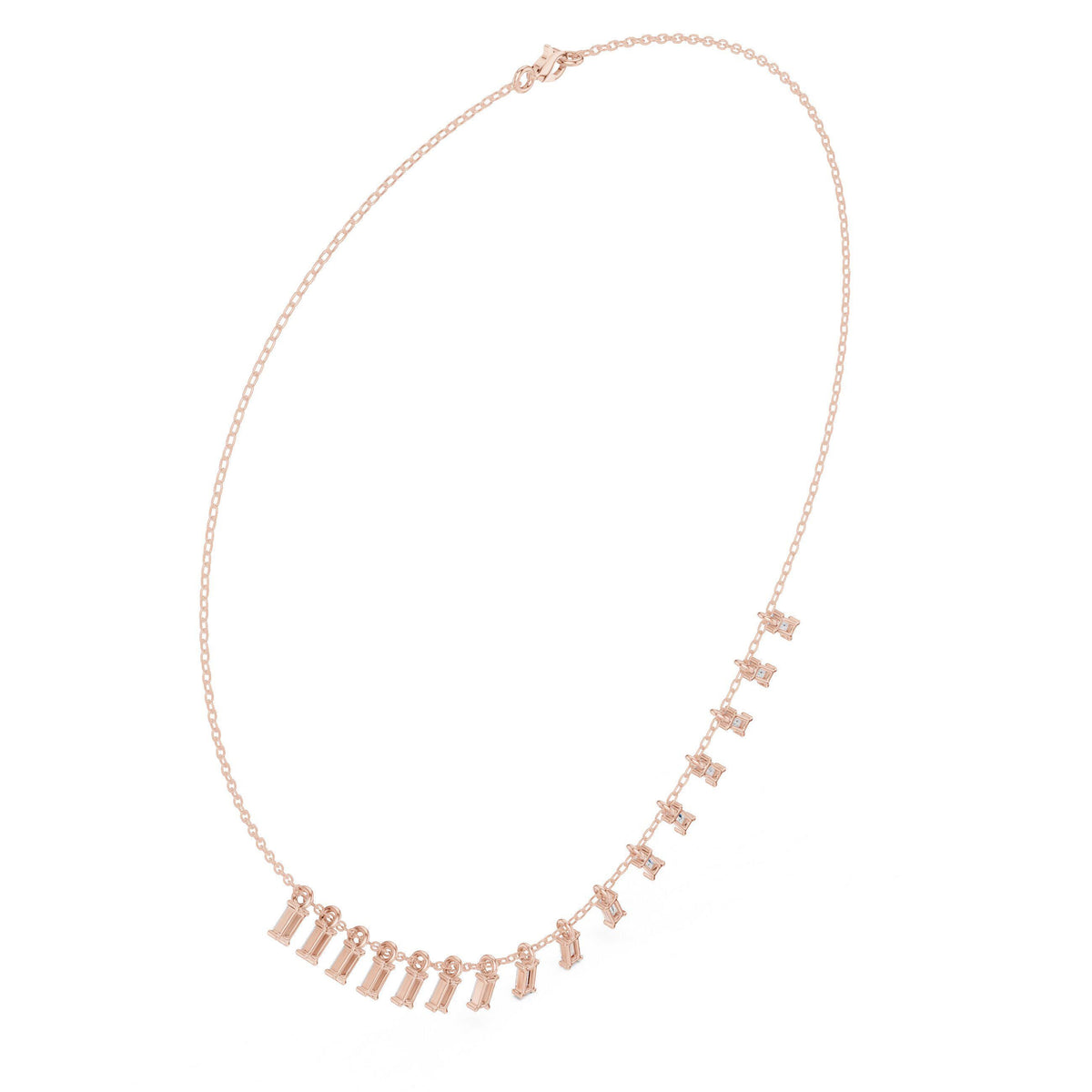 Baguette Moissanite Fringe Necklace – 925 Sterling Silver, 18K Gold Vermeil