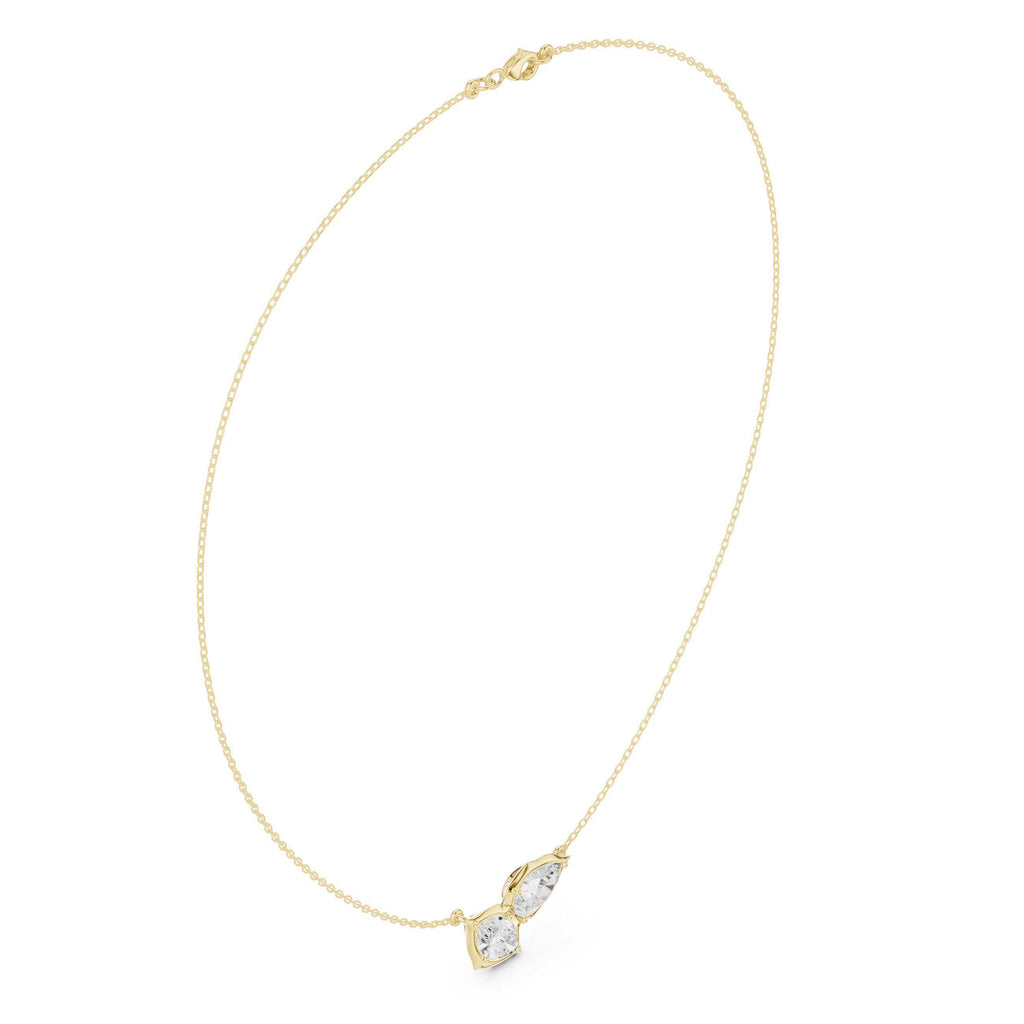 Pear & Marquise Moissanite Leaf Necklace – 925 Sterling Silver, 18K Gold Vermeil
