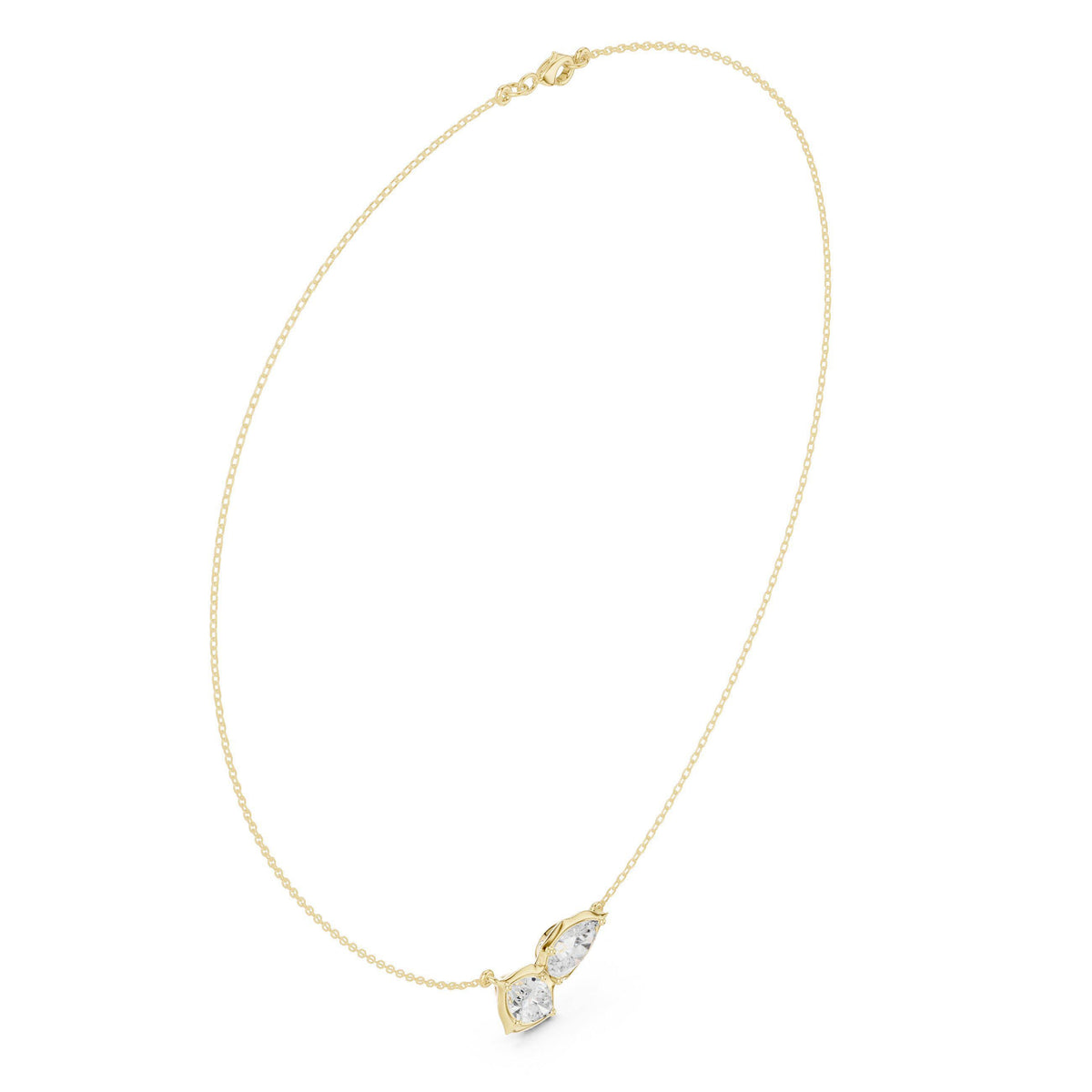 Pear & Marquise Moissanite Leaf Necklace – 925 Sterling Silver, 18K Gold Vermeil