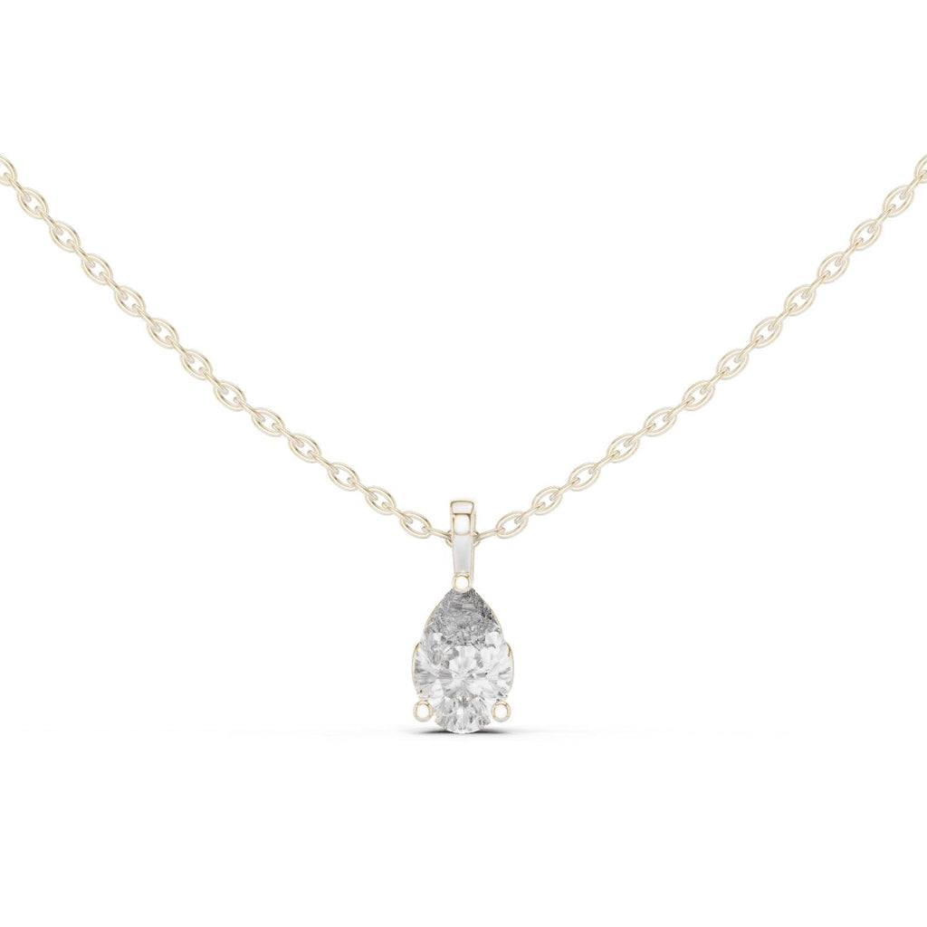Pear Moissanite Solitaire Pendant Necklace – 925 Sterling Silver, 18K Gold Vermeil