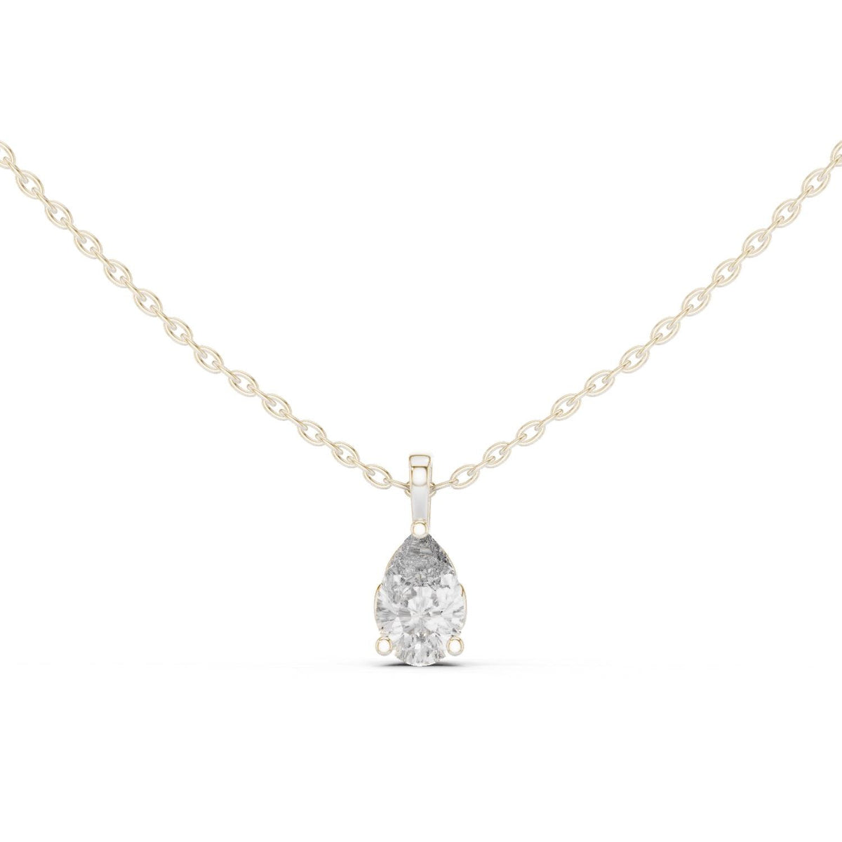Pear Moissanite Solitaire Pendant Necklace – 925 Sterling Silver, 18K Gold Vermeil