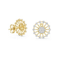 Moissanite Sunflower Medallion Stud Earrings – 925 Sterling Silver, 18K Gold Vermeil