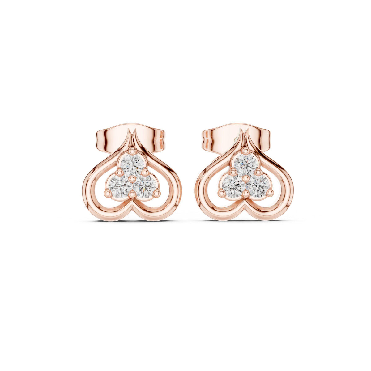 Moissanite Pavé Spade Stud Earrings – 925 Sterling Silver, 18K Gold Vermeil