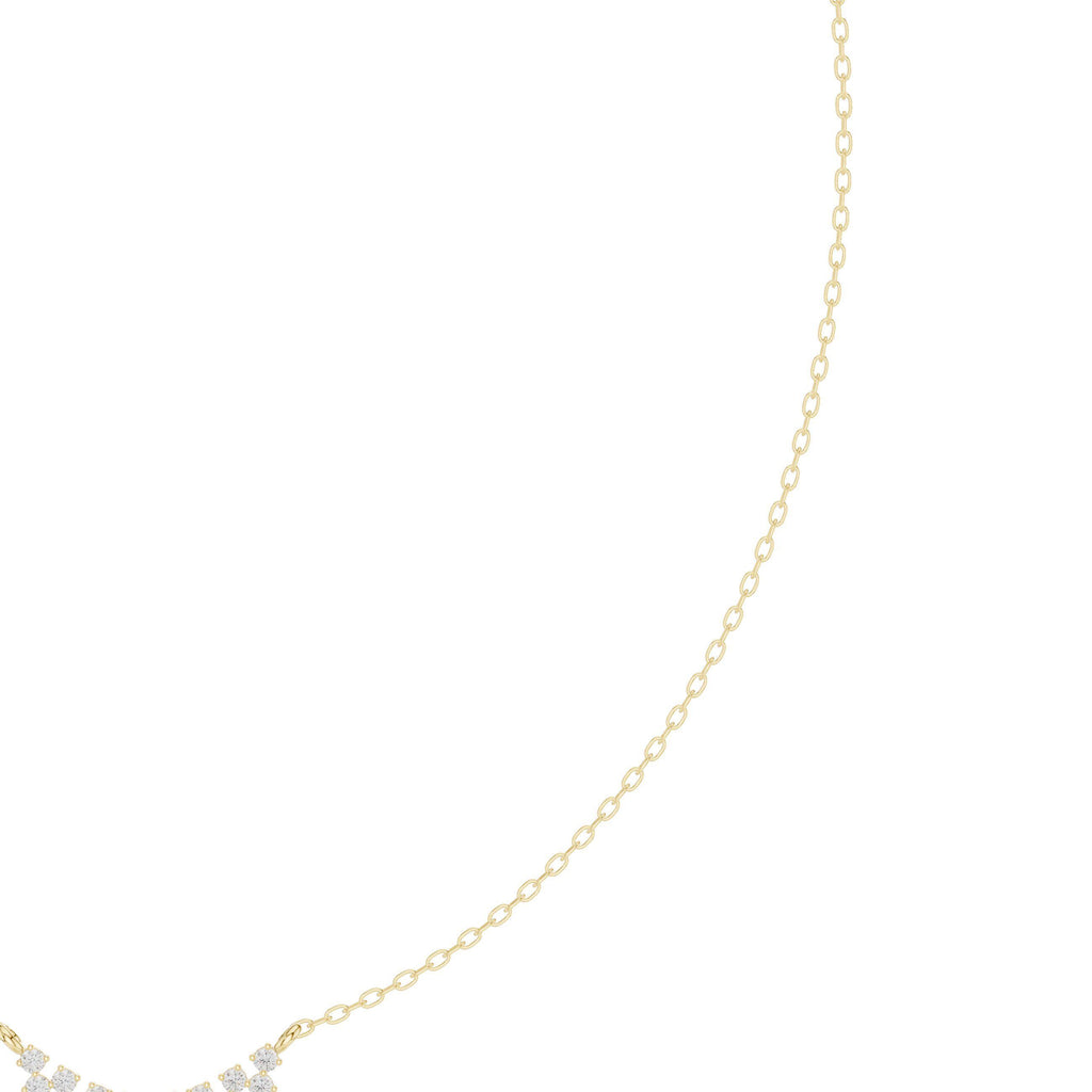 Moissanite Curved Cluster Bar Necklace – 925 Sterling Silver, 18K Gold Vermeil