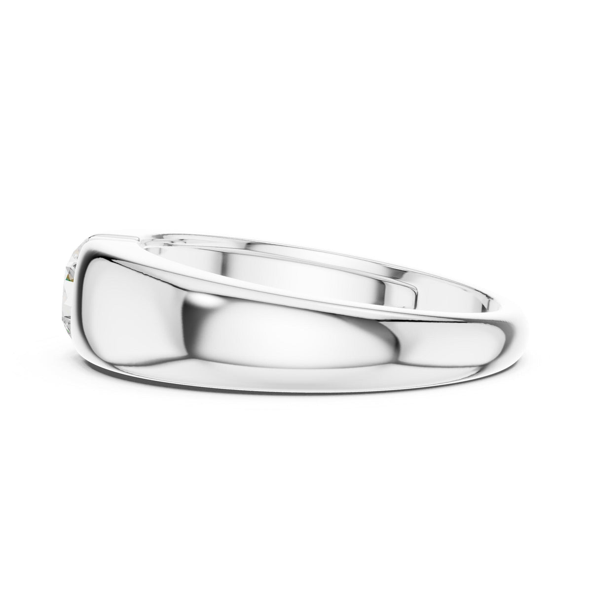Men's Flush-Set Round Moissanite Domed Band – 925 Sterling Silver, 18K Gold Vermeil