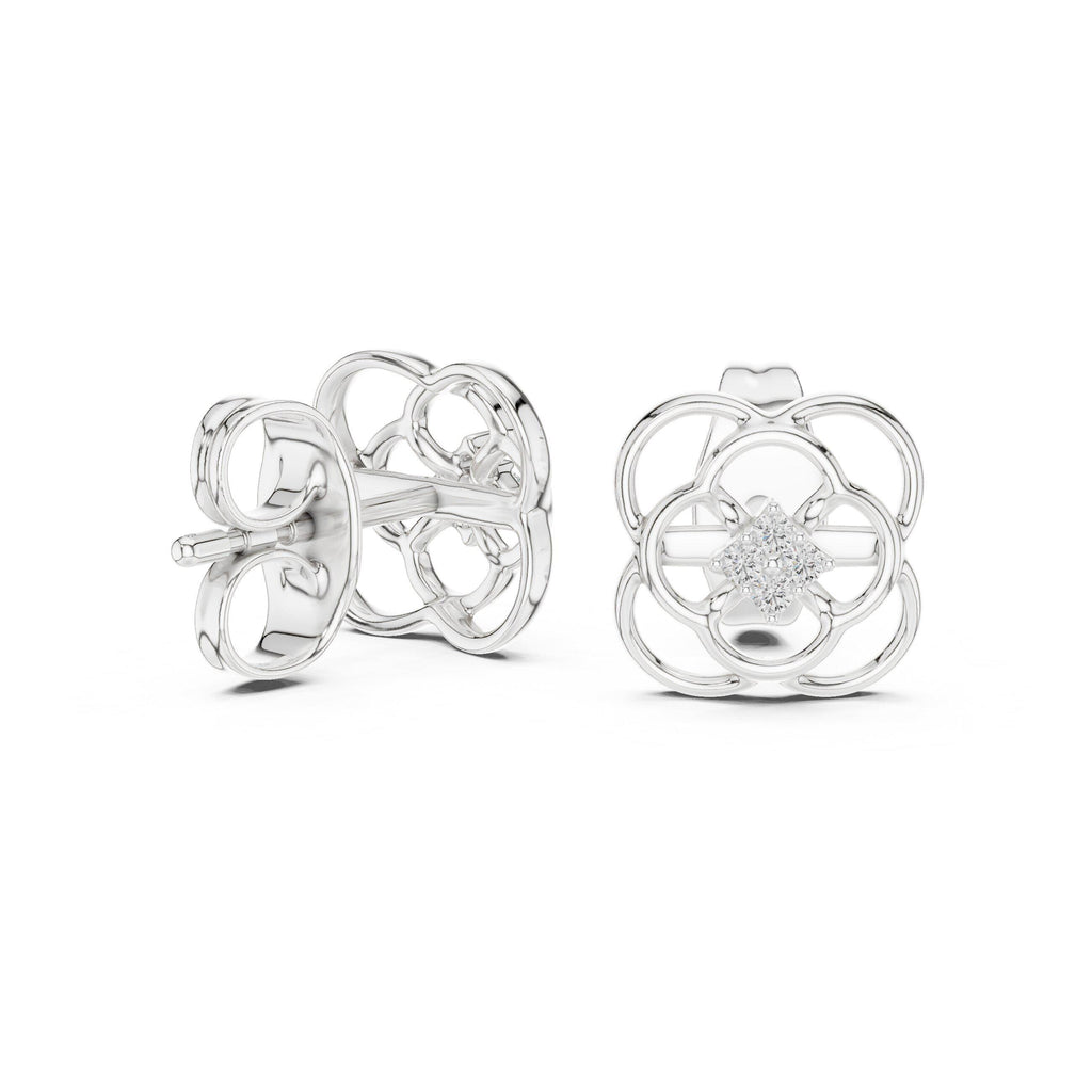 Moissanite Interlocking Loop Stud Earrings – 925 Sterling Silver, 18K Gold Vermeil