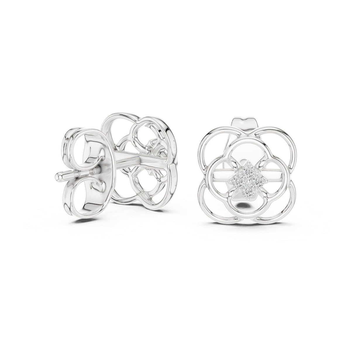 Moissanite Interlocking Loop Stud Earrings – 925 Sterling Silver, 18K Gold Vermeil