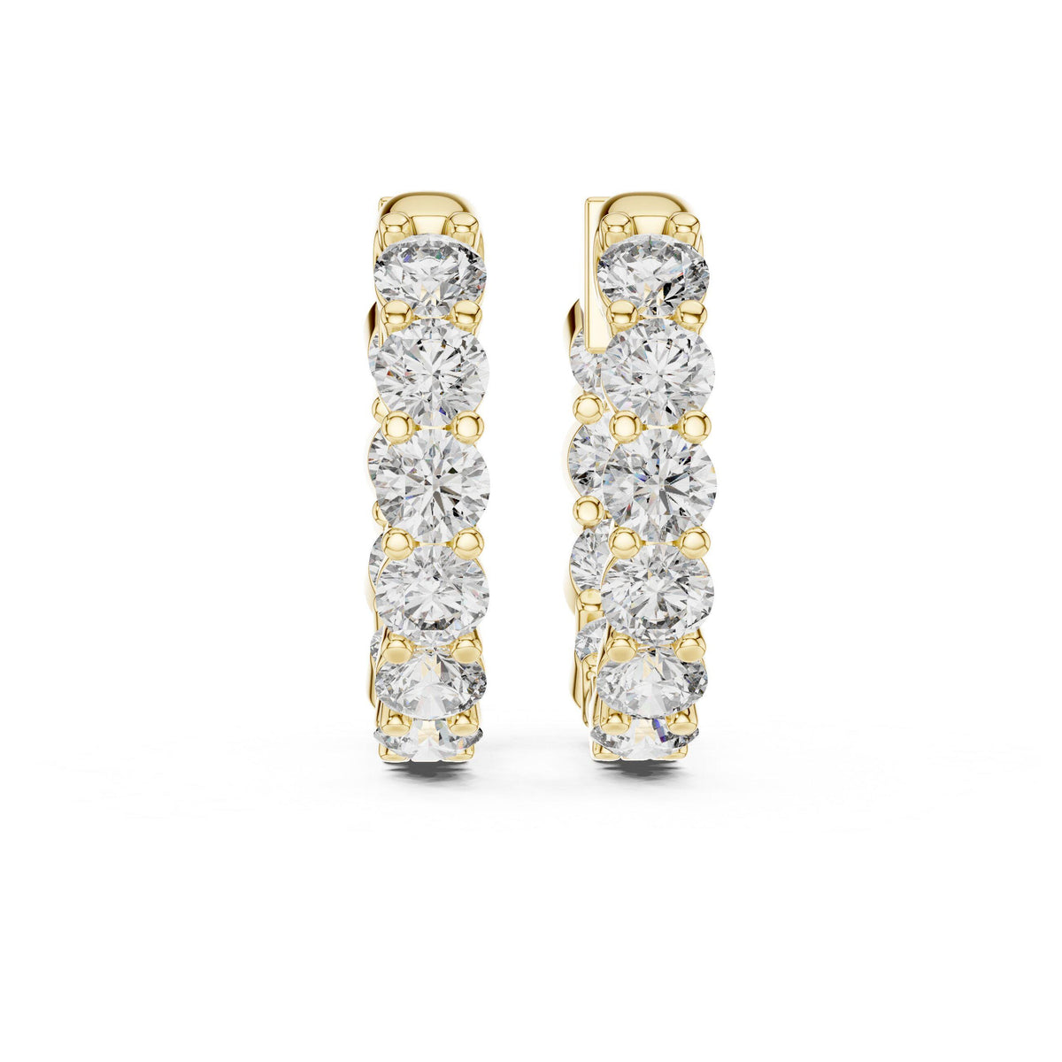 Round Moissanite Inside-Out Hoop Earrings – 925 Sterling Silver, 18K Gold Vermeil