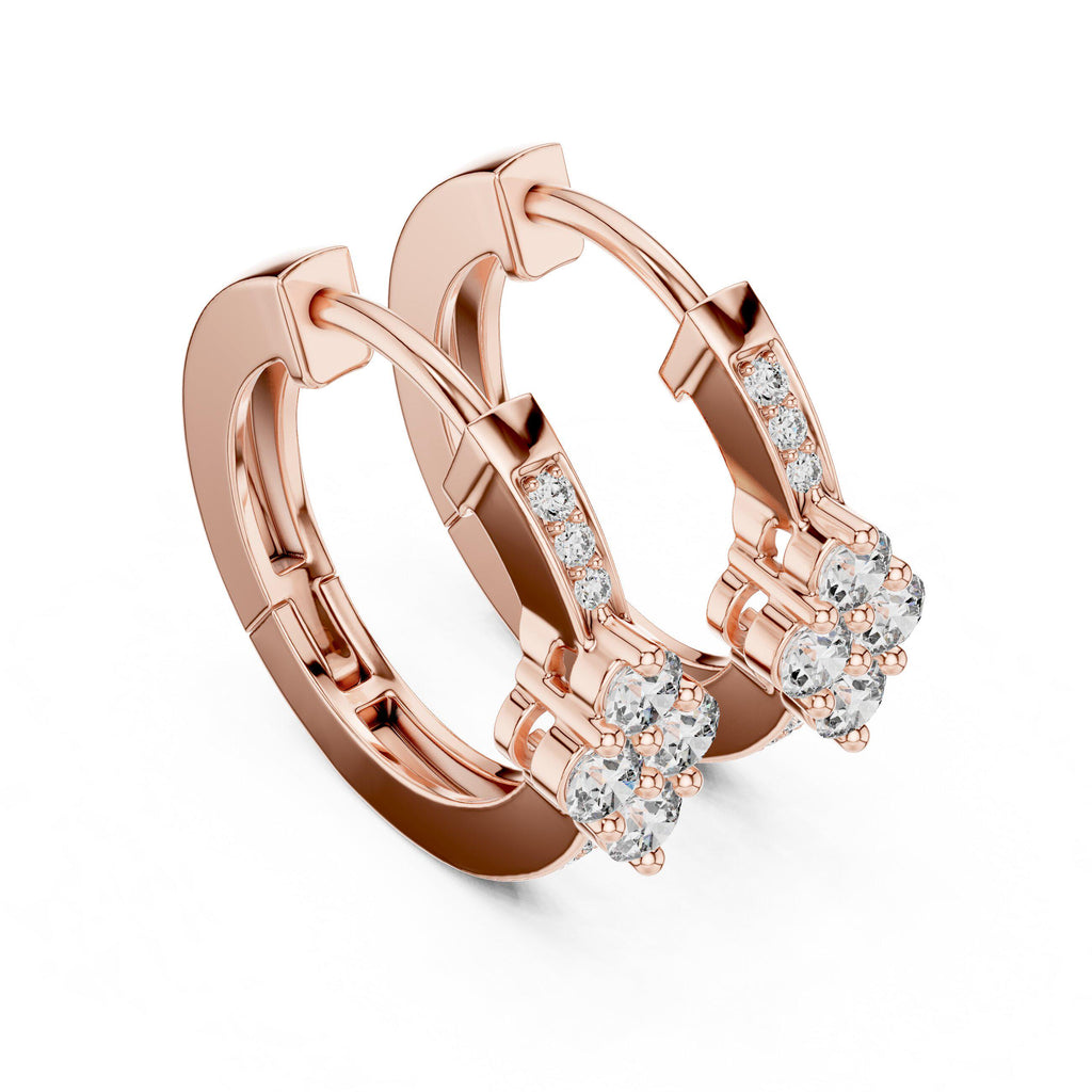 Moissanite Cluster Station Hoop Earrings – 925 Sterling Silver, 18K Gold Vermeil