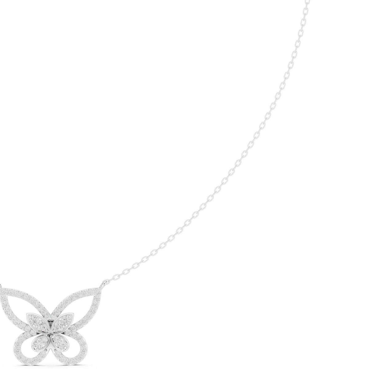 Moissanite Pavé Butterfly Necklace – 925 Sterling Silver, 18K Gold Vermeil