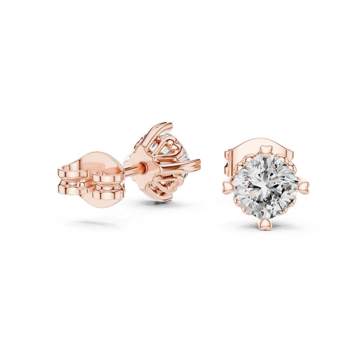 Round Moissanite Eight-Prong Stud Earrings – 925 Sterling Silver, 18K Gold Vermeil