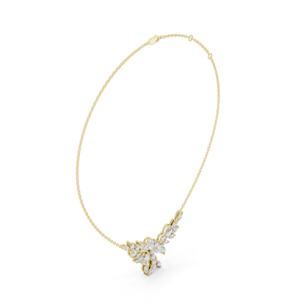 Marquise & Pear Moissanite Leaf Spray Mangalsutra Necklace – 925 Sterling Silver, 18K Gold Vermeil