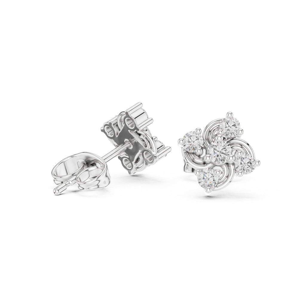 Moissanite Swirl Cluster Stud Earrings – 925 Sterling Silver, 18K Gold Vermeil