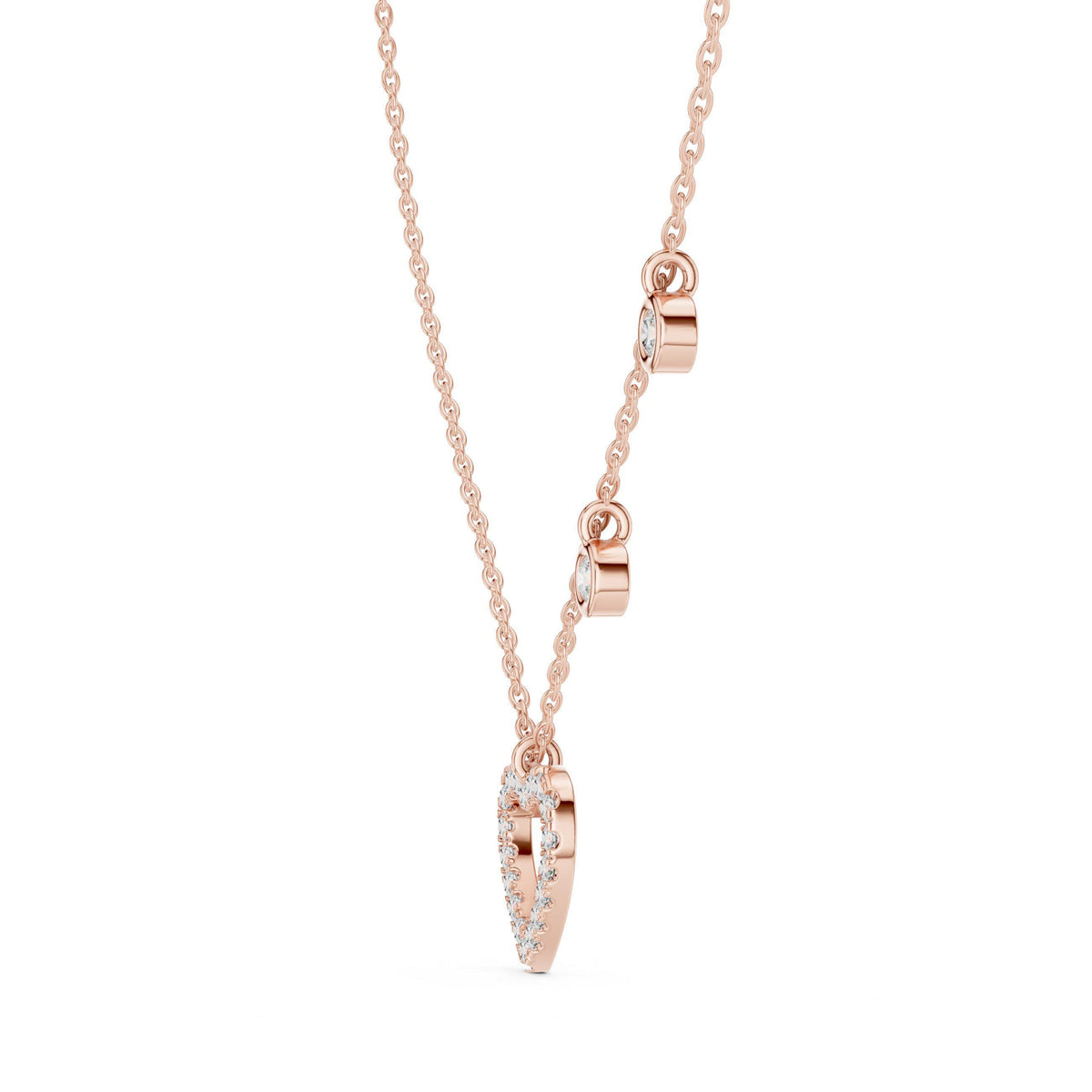 Moissanite Pavé Open Heart Charm Necklace – 925 Sterling Silver, 18K Gold Vermeil