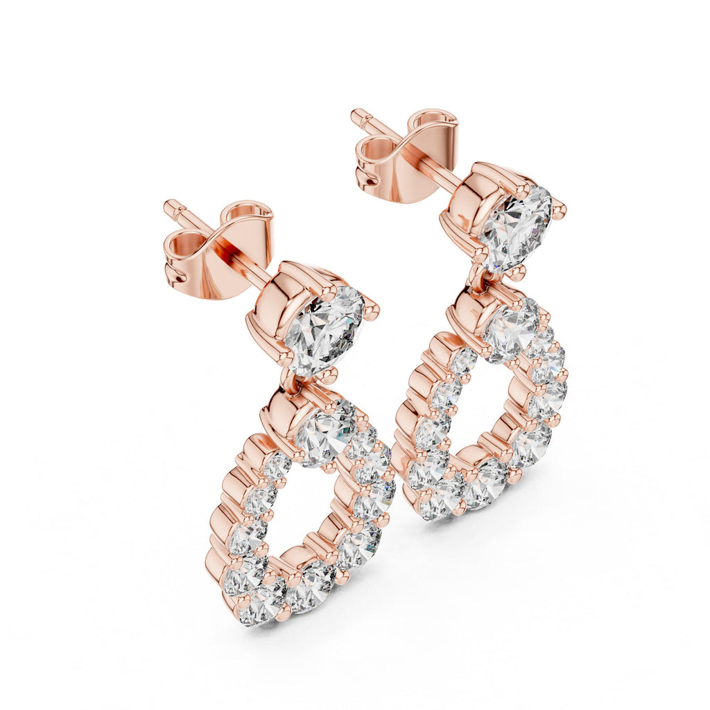 Open Teardrop Moissanite Drop Earrings – 925 Sterling Silver, 18K Gold Vermeil