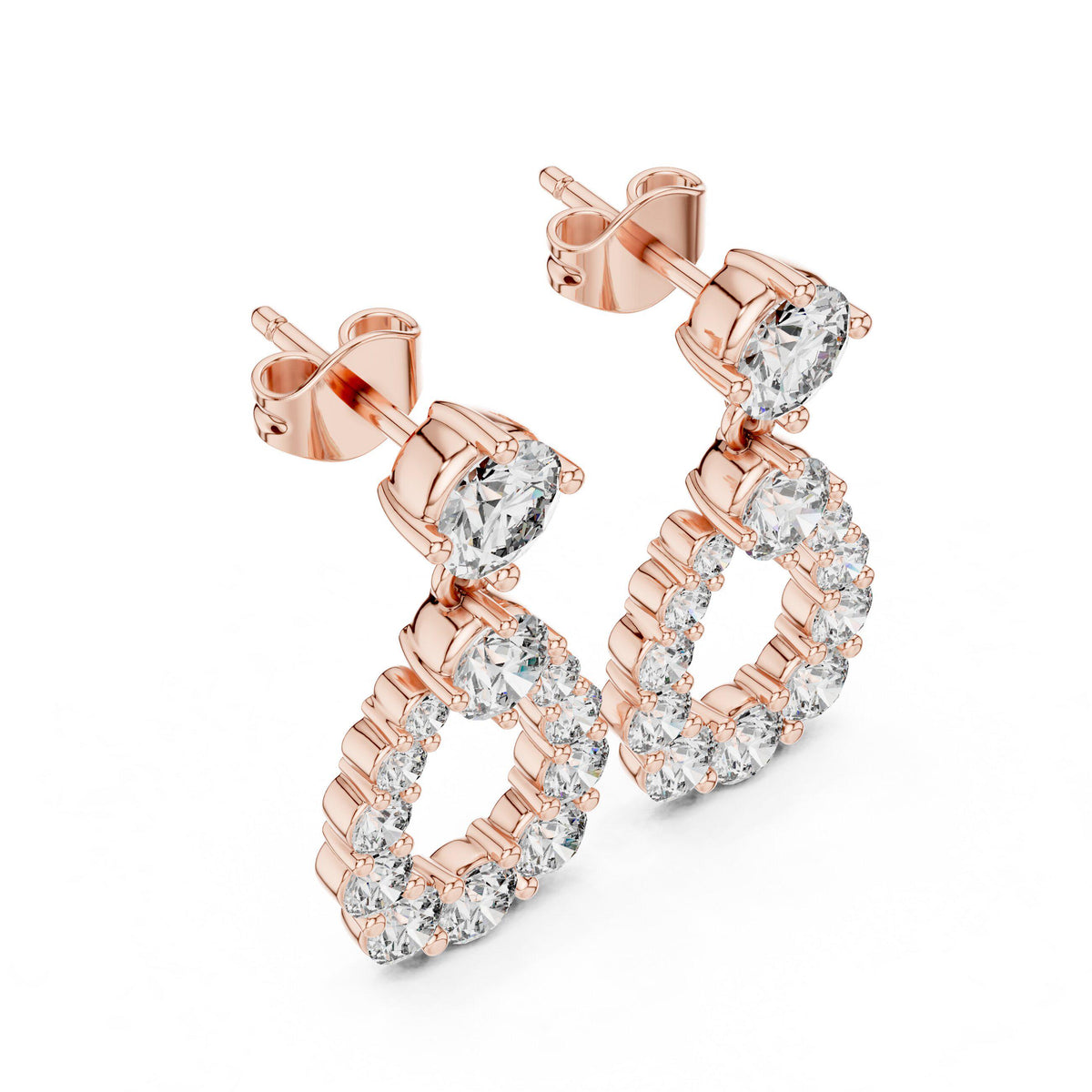 Open Teardrop Moissanite Drop Earrings – 925 Sterling Silver, 18K Gold Vermeil