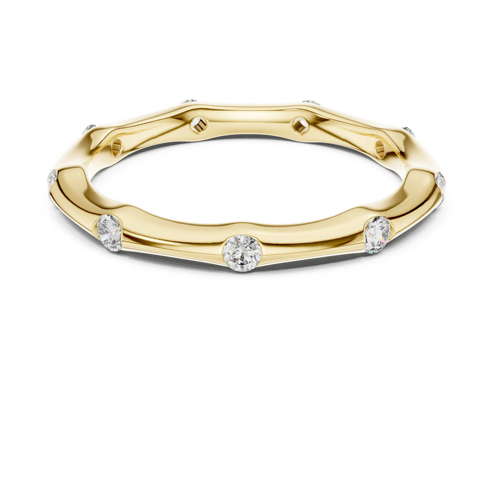 Station-Set Moissanite Stackable Band – 925 Sterling Silver, 18K Gold Vermeil