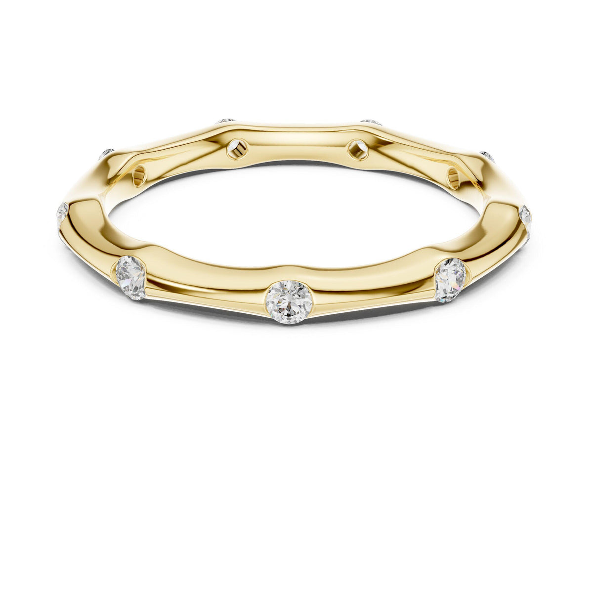Station-Set Moissanite Stackable Band – 925 Sterling Silver, 18K Gold Vermeil