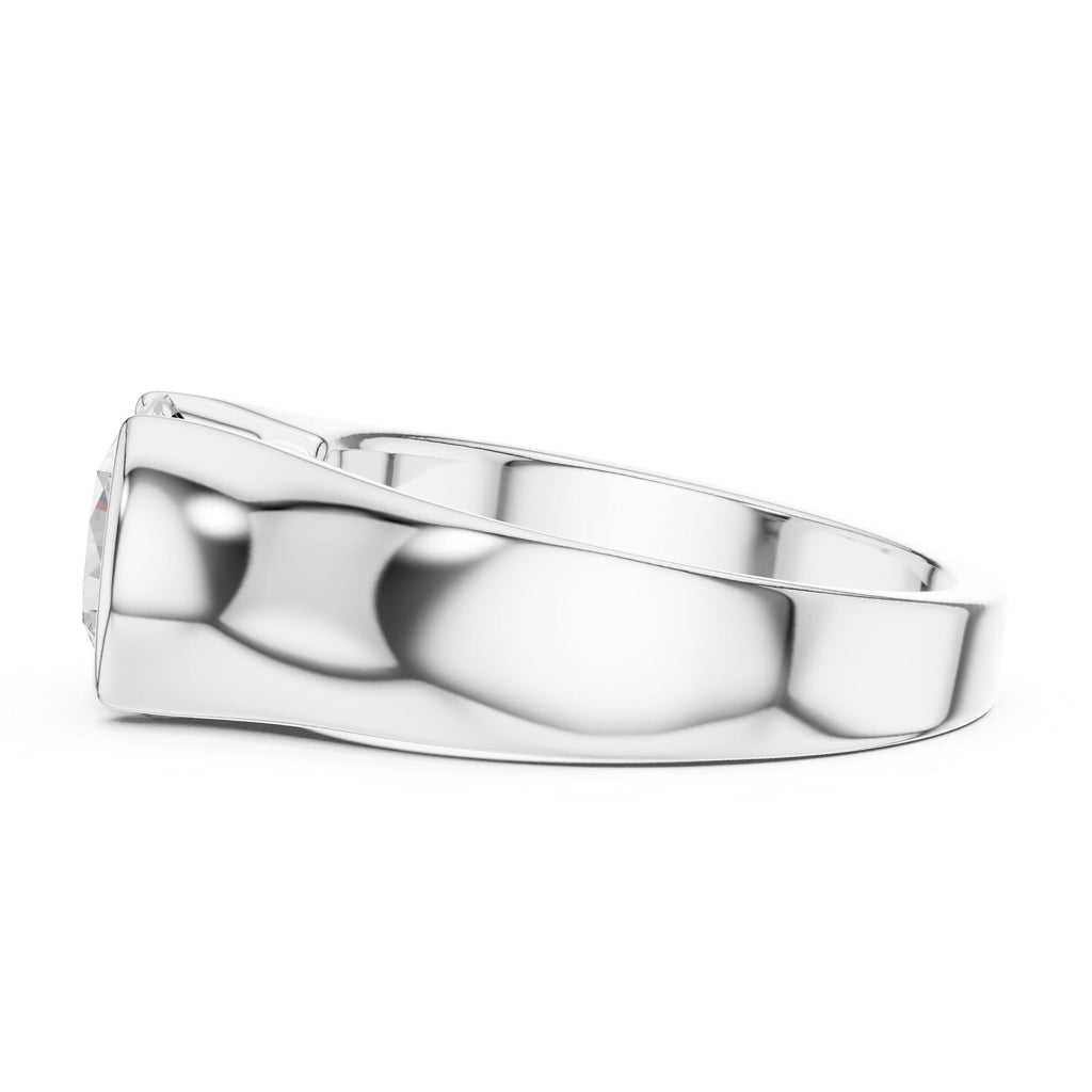 Men's Large Round Moissanite Solitaire Ring, Tapered Band – 925 Sterling Silver, 18K Gold Vermeil