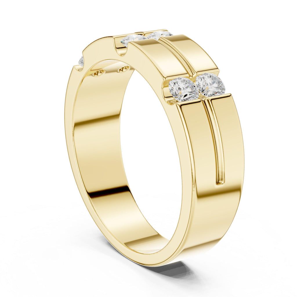 Men's Wide Band with Twin Pavé Bars – 925 Sterling Silver, 18K Gold Vermeil