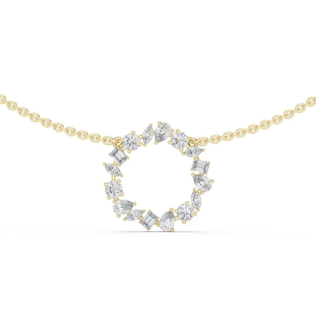 Mixed-Cut Moissanite Open-Circle Necklace – 925 Sterling Silver, 18K Gold Vermeil