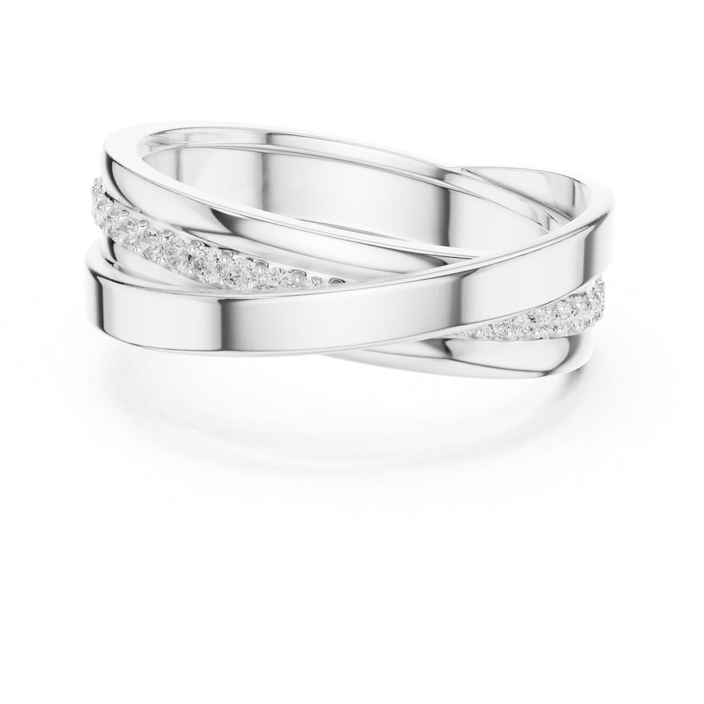 Men's Crossover Pavé Moissanite Band – 925 Sterling Silver, 18K Gold Vermeil