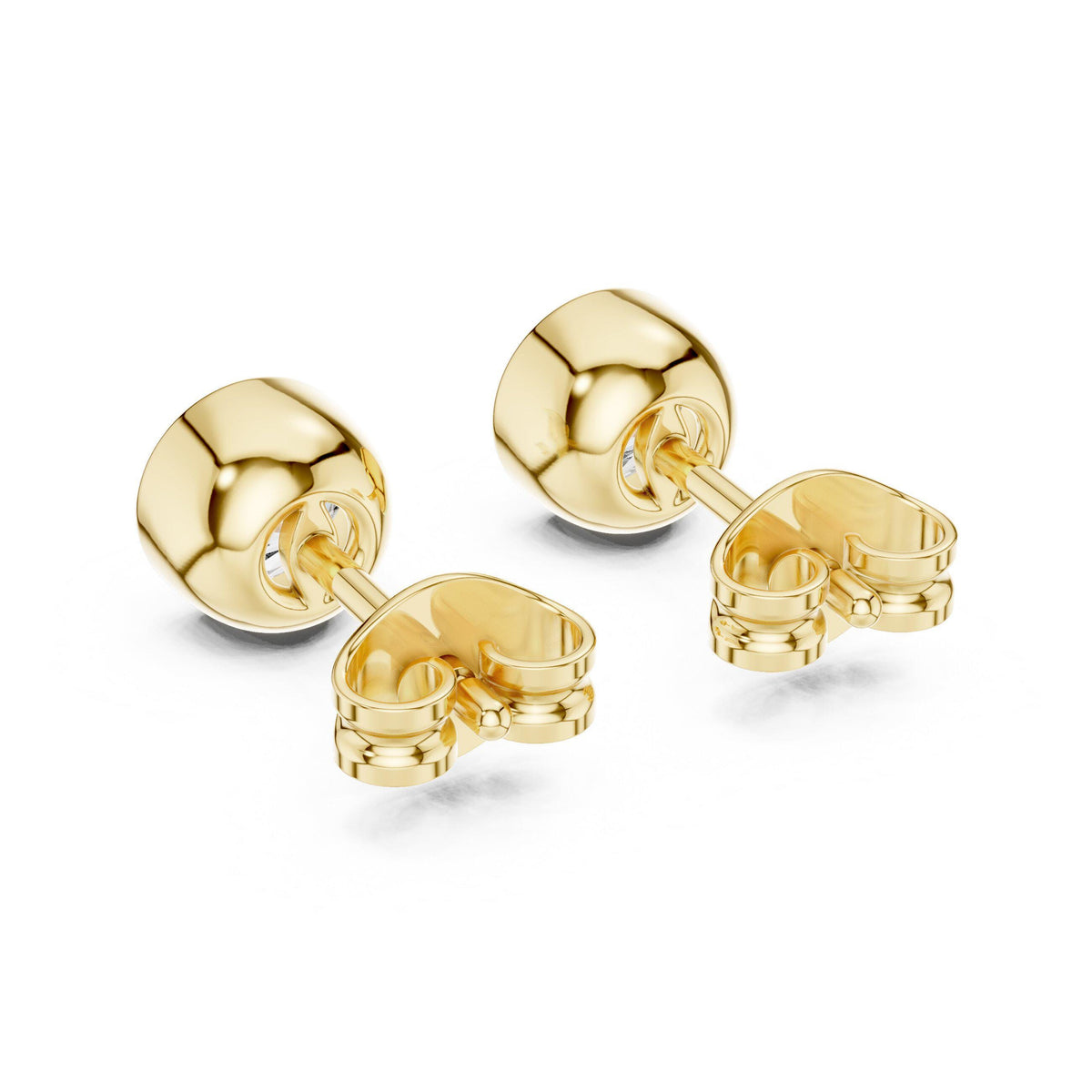 Round Moissanite Bezel Stud Earrings – 925 Sterling Silver, 18K Gold Vermeil