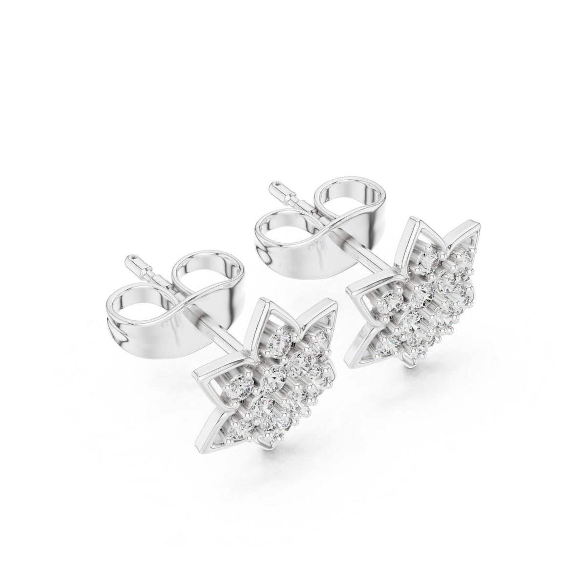 Moissanite Pavé Star Flower Stud Earrings – 925 Sterling Silver, 18K Gold Vermeil
