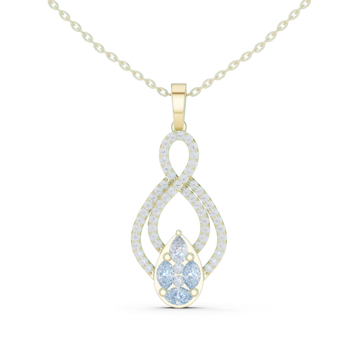 Pear Moissanite Cluster Teardrop Pendant Necklace – 925 Sterling Silver, 18K Gold Vermeil