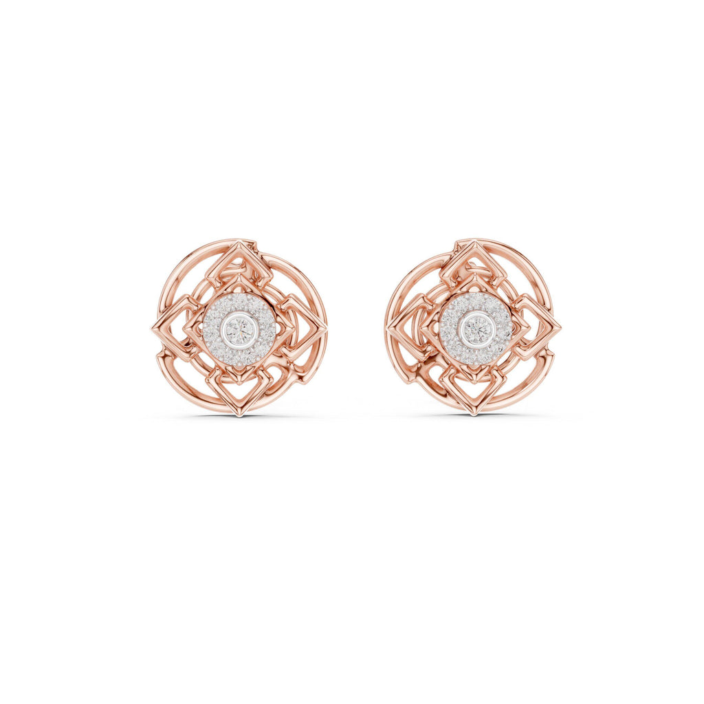 Moissanite Halo Rosette Stud Earrings – 925 Sterling Silver, 18K Gold Vermeil