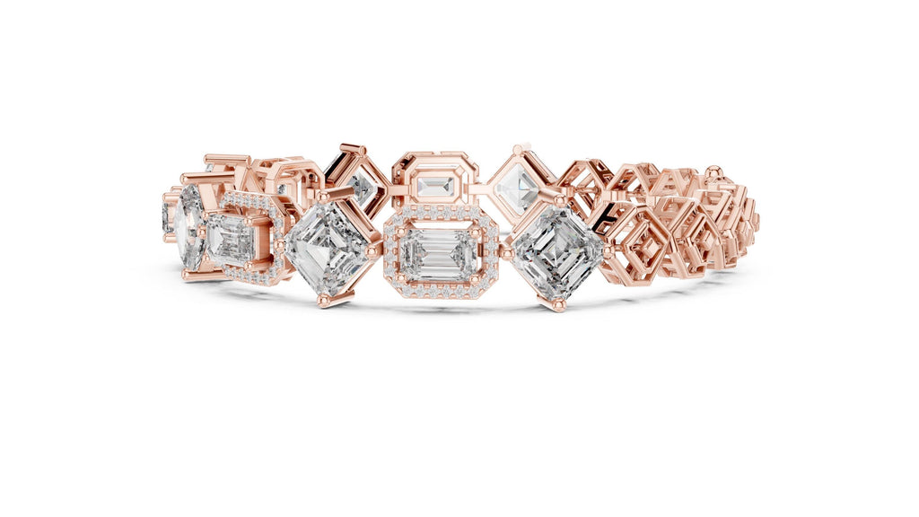 Emerald-Cut Halo Moissanite Bracelet – 925 Sterling Silver, 18K Gold Vermeil