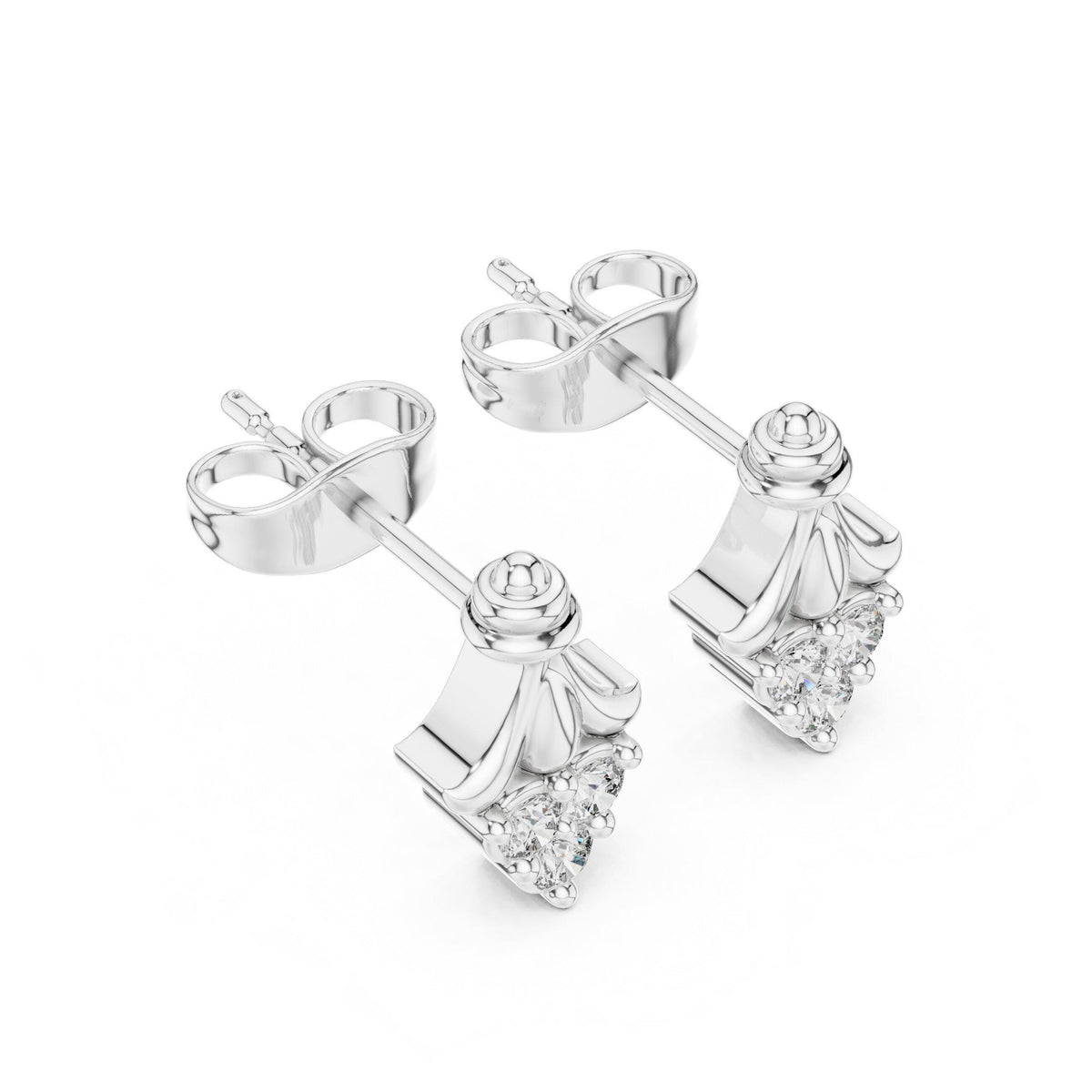 Moissanite Ornate Drop Stud Earrings – 925 Sterling Silver, 18K Gold Vermeil