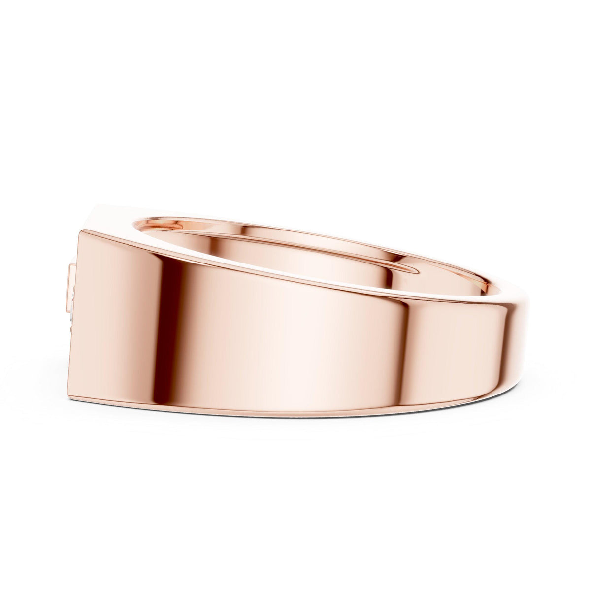 Men's Flat-Top Signet with Pavé Strip and Princess-Cut Accent – 925 Sterling Silver, 18K Gold Vermeil
