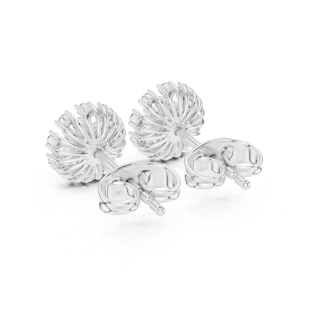 Moissanite Pavé Daisy Stud Earrings – 925 Sterling Silver, 18K Gold Vermeil