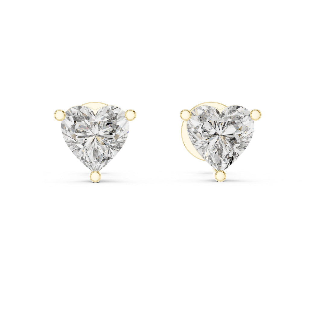 Heart Moissanite Stud Earrings – 925 Sterling Silver, 18K Gold Vermeil
