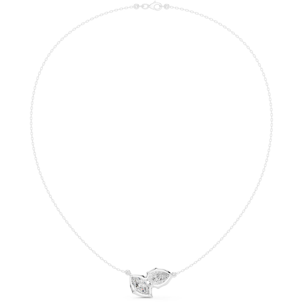 Pear & Marquise Moissanite Leaf Necklace – 925 Sterling Silver, 18K Gold Vermeil