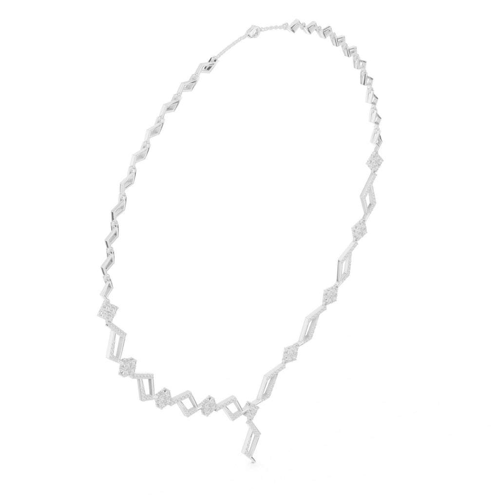 Moissanite Zigzag Rhombus Necklace – 925 Sterling Silver, 18K Gold Vermeil